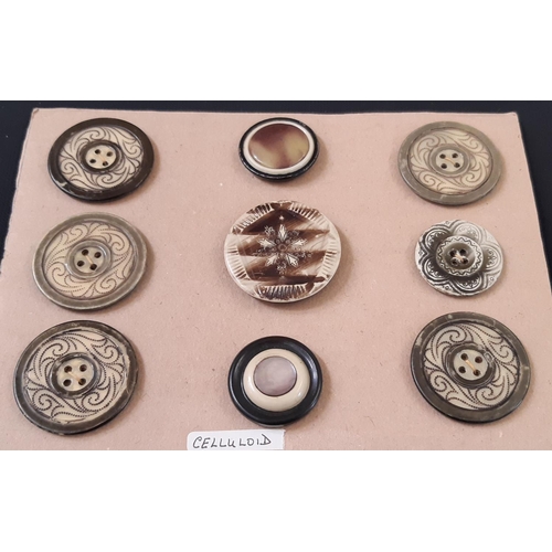 798 - A collection of early to mid-20th century decorative buttons of celluloid or mixed celluloid  compos... 