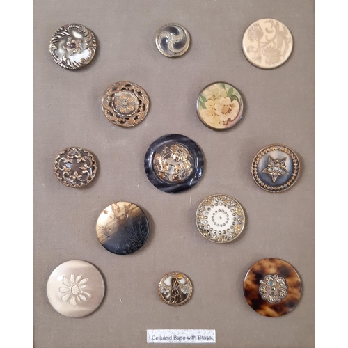 798 - A collection of early to mid-20th century decorative buttons of celluloid or mixed celluloid  compos... 