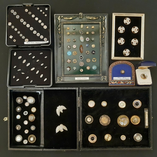 802 - A mixed collection of antique and later finely worked  decorative buttons including 35 miniature ena... 