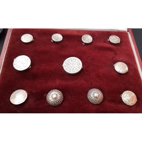 804 - A collection of approx 60 stud buttons including engraved white metal studs, enamel and mother of pe... 