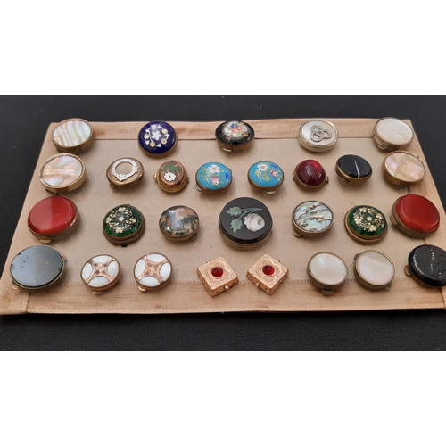 804 - A collection of approx 60 stud buttons including engraved white metal studs, enamel and mother of pe... 