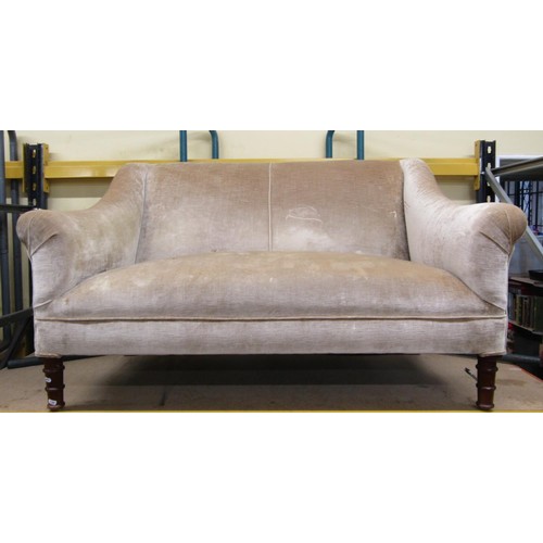 1359 - A small two seat cottage sofa on turned supports, 160cm wide approx