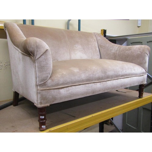 1359 - A small two seat cottage sofa on turned supports, 160cm wide approx