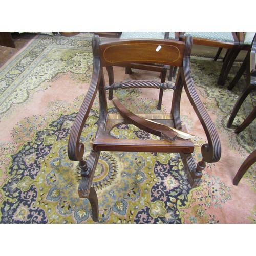 1360 - A set of eight (6+2) Regency sabre leg dining chairs with rope twist splats, drop in seats