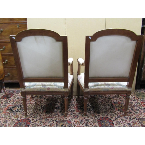 1363 - A pair of French open armchairs in walnut with acanthus and other detail