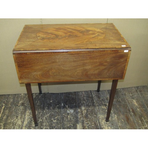 1369 - A Georgian mahogany Pembroke table with cross banded borders, on slender square cut supports, 72cm l... 