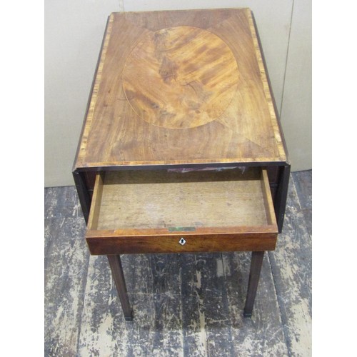 1369 - A Georgian mahogany Pembroke table with cross banded borders, on slender square cut supports, 72cm l... 