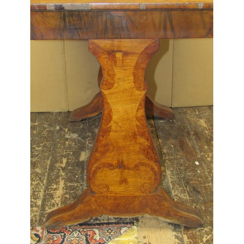 1467 - A 19th century continental walnut side table, rectangular form with stretcher base and marquetry det... 