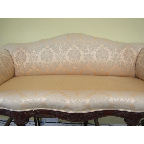 1469 - A large country house sofa with carved and moulded show wood frame and supports, acanthus, shells, w... 