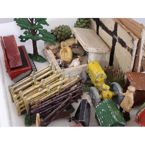 830 - A collection of 1940's Britain's type hollow cast lead farm toys including a horse drawn cart by Cha... 