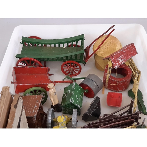 830 - A collection of 1940's Britain's type hollow cast lead farm toys including a horse drawn cart by Cha... 