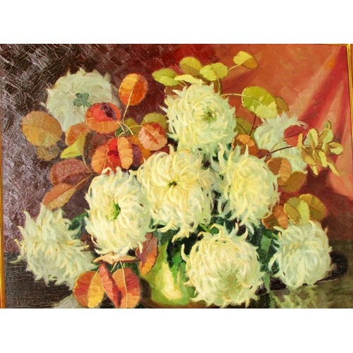 1531 - Louis Adami (French, b.1934) - Floral still life with chrysanthemums, signed lower left, oil on canv... 