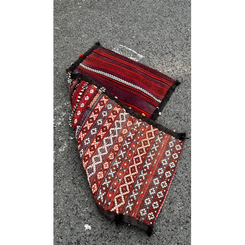 1516 - A North African Tribal flat weave saddle bag with a geometric repeating pattern.