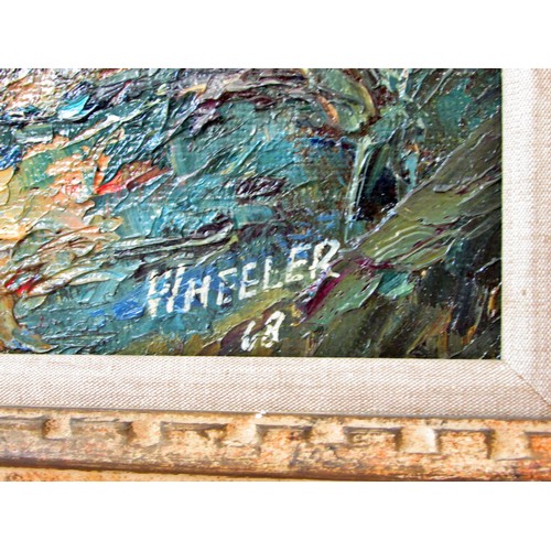 1543 - Wheeler (20th Century) - A boat on a stormy sea (1968), signed and dated lower right, oil on Masonit... 