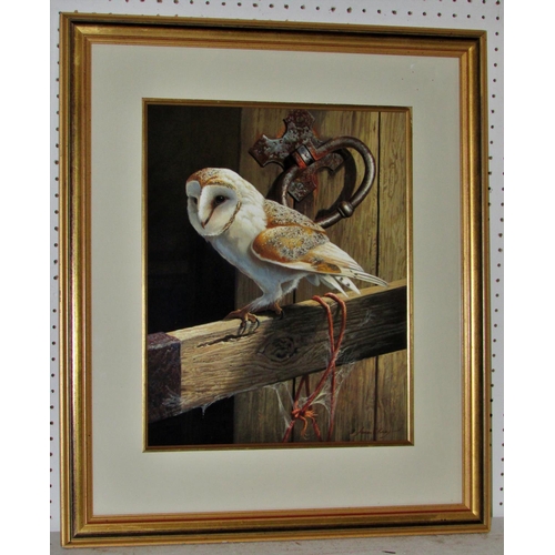 1544 - Adrian C. Rigby (British, b.1962) - 'Barn Owl, Farmyard Sentinel', signed lower right, with title in... 