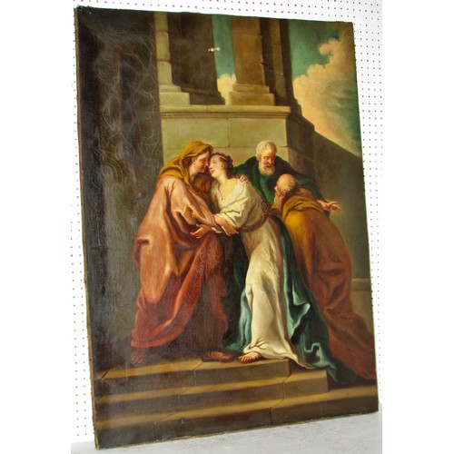 1546 - Late 19th Century School - The Visitation, unsigned, oil on canvas, 100 x 72.5 cm