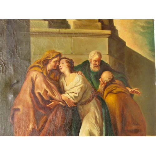 1546 - Late 19th Century School - The Visitation, unsigned, oil on canvas, 100 x 72.5 cm