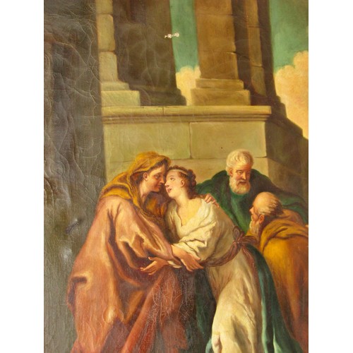 1546 - Late 19th Century School - The Visitation, unsigned, oil on canvas, 100 x 72.5 cm