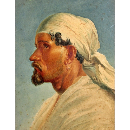 1563 - 19th Century School - Portrait of a bearded Arabian man wearing white garments, quarter-length in pr... 