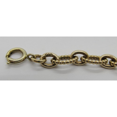 356 - Vintage 9ct fancy link bracelet, maker 'C&F', possibly Cropp & Farr Ltd, 22.2cm L approx, 11.9g, con... 