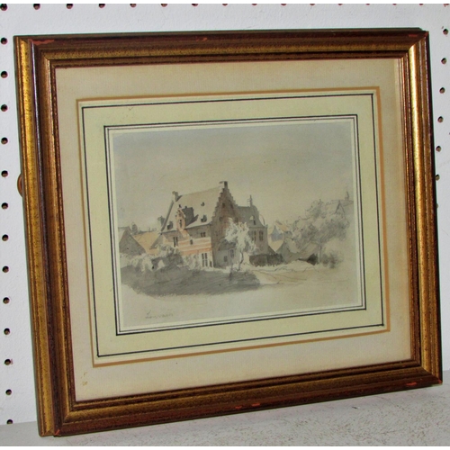 1597 - Two paintings by the Wirgman brothers: Charles I Wirgman (1832-1891) 'Louvain', watercolour and penc... 