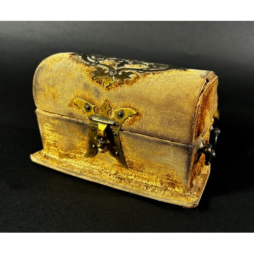 396 - An 18th century velvet and brass mounted casket containing three cut glass scent bottles

By family ... 