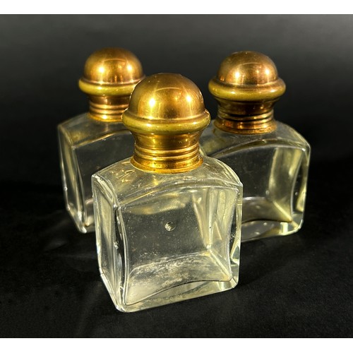 396 - An 18th century velvet and brass mounted casket containing three cut glass scent bottles

By family ... 