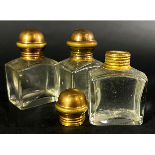 396 - An 18th century velvet and brass mounted casket containing three cut glass scent bottles

By family ... 