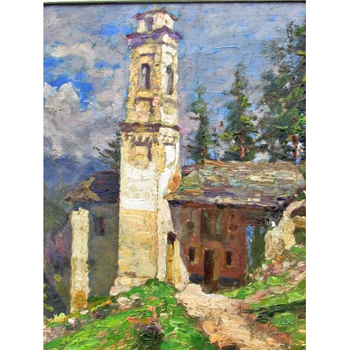 1598 - Paolo Giovanni Crida (Italian, 1886 - 1967) - Italian Bell Tower, signed lower right, artist's name ... 