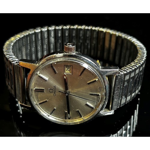 429 - Omega: a gentleman’s vintage stainless steel wristwatch, the silvered dial with date aperture and ba... 