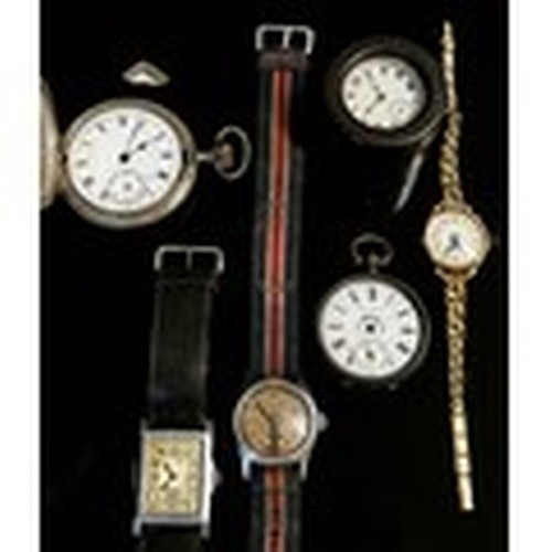 426A - A mixed collection of wristwatches: Kewa military example, with luminous Arabic numerals and hands w... 