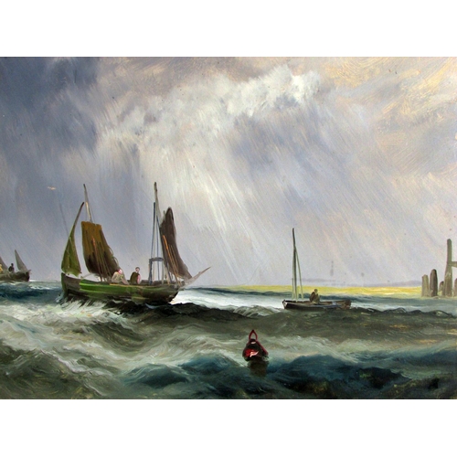 1612 - Two maritime paintings to include: P. Rooney (19th/20th Century) - Naive maritime scene with naval s... 