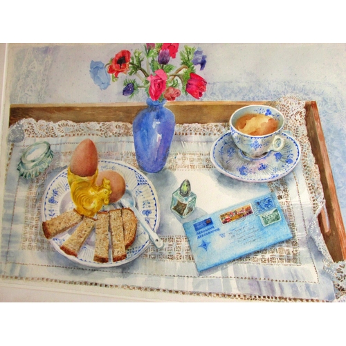 1617 - Val Archer (British, b.1946) - Breakfast tray with eggs and soldiers (1987), watercolour, initialled... 