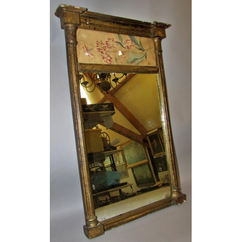 1621 - A 19th century mirror and two frames, to include: A regency pier mirror with watercolour botanical s... 