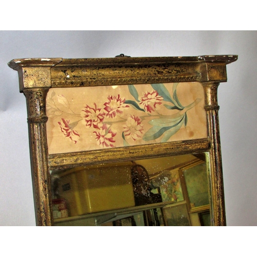 1621 - A 19th century mirror and two frames, to include: A regency pier mirror with watercolour botanical s... 