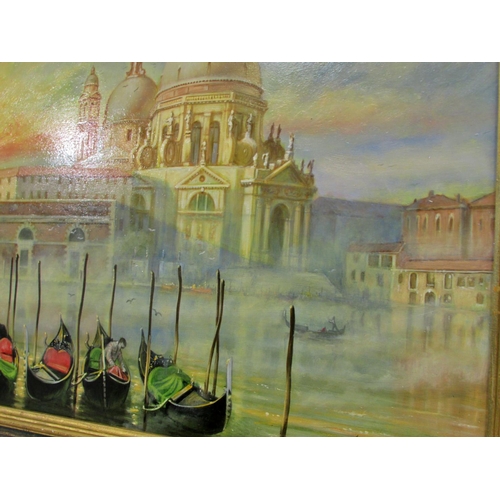 1627 - James Scrase (English, b.1937) - Venetian Scene with gondolas in the foreground and the Basilica di ... 