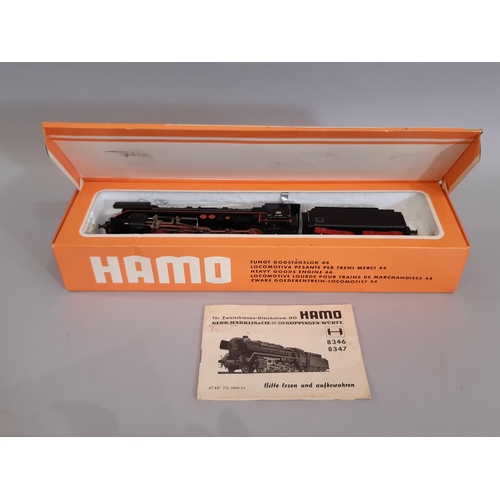 812 - Three HO gauge boxed locomotives by Hamo / Marklin, all 2-rail electric,  including 8347 heavy goods... 