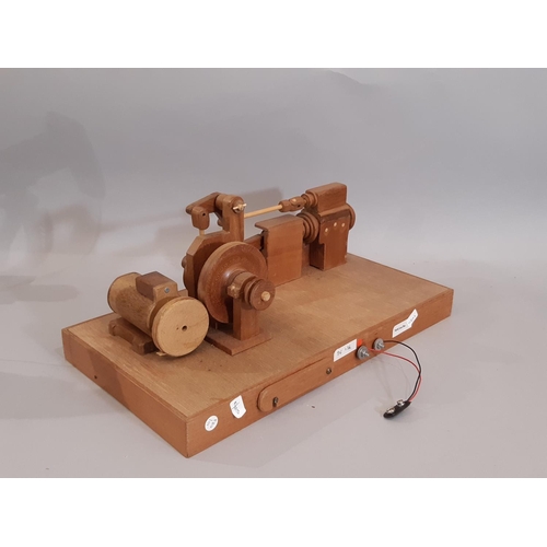 823 - 3 scratch-built wooden models of early steam engines including horizontal single  piston engine in t... 