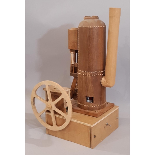 827 - 4 scratch-built wooden models of early steam engines in teak including two substantial stationary ho... 