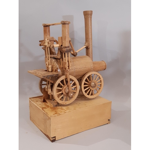 827 - 4 scratch-built wooden models of early steam engines in teak including two substantial stationary ho... 