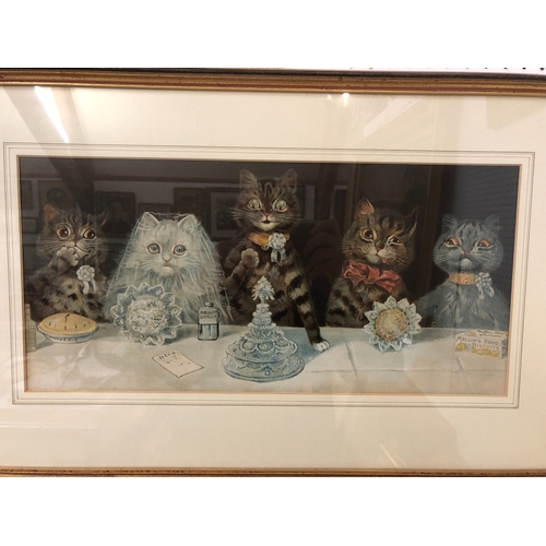 1659 - Three framed works to include: After Louis William Wain (British, 1860-1939) - Two 20th century chro... 