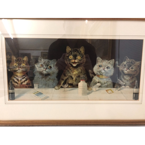 1659 - Three framed works to include: After Louis William Wain (British, 1860-1939) - Two 20th century chro... 