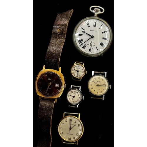 421 - A group of assorted wristwatches to include a small 9ct yellow gold cased Waltham Incabloc 17 jewel ... 