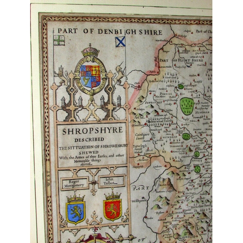 1690 - Map of Shropshire, Speed (John) (British, 1552-1629) - 'Shropshire, The Situation of Shrewsbury shew... 