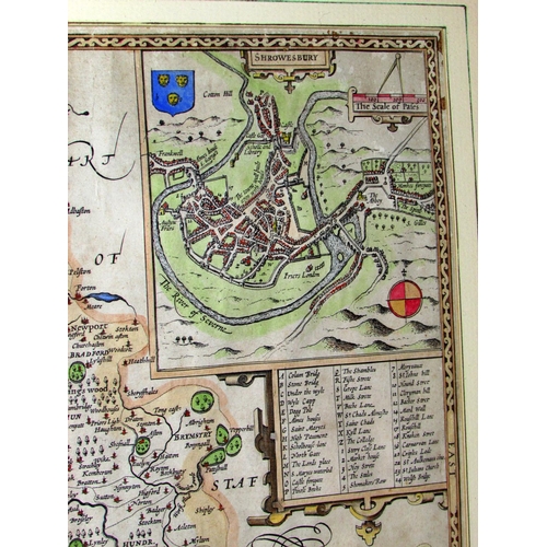 1690 - Map of Shropshire, Speed (John) (British, 1552-1629) - 'Shropshire, The Situation of Shrewsbury shew... 