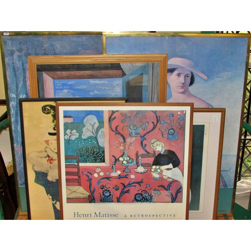 1716 - Six framed posters and prints to include: 'Henry Matisse - A Retrospective' at The Museum of Modern ... 