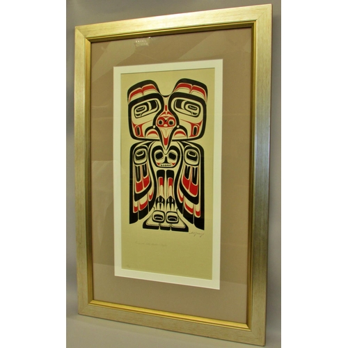 1722 - Indigenous American limited edition silk screen print on paper, indistinctly signed, numbered 19/100... 