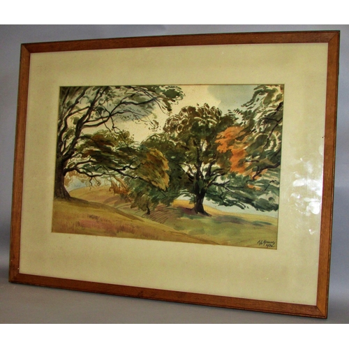 1621A - Cedric J. Kennedy (British, 1898-1968) - Two watercolour landscapes, to include: 'On Haresfield Beac... 