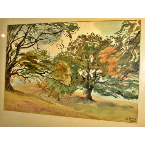 1621A - Cedric J. Kennedy (British, 1898-1968) - Two watercolour landscapes, to include: 'On Haresfield Beac... 