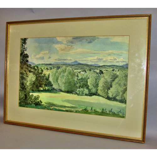 1621A - Cedric J. Kennedy (British, 1898-1968) - Two watercolour landscapes, to include: 'On Haresfield Beac... 